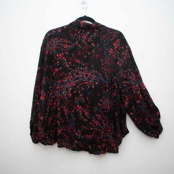 Nine West Women's Top Floral Viscose Collared Long Sleeve Button Down Size XL - Picture 4 of 4